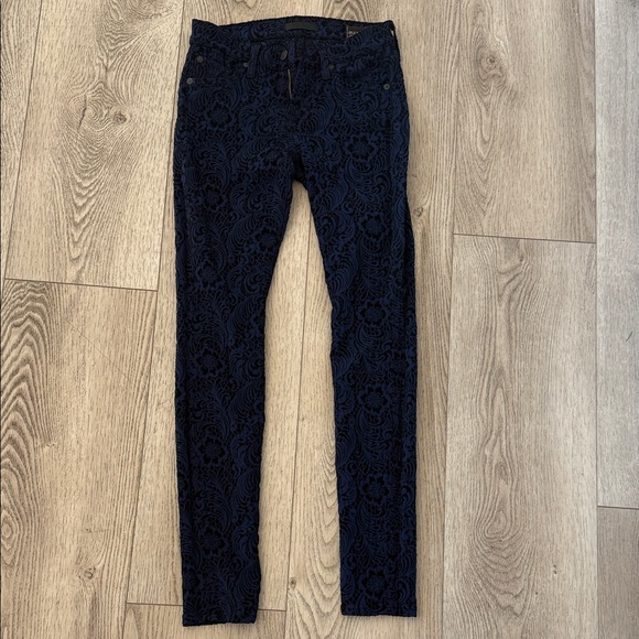 7 For All Mankind Pants - Textured Navy Floral Jacquard Skinny Pants